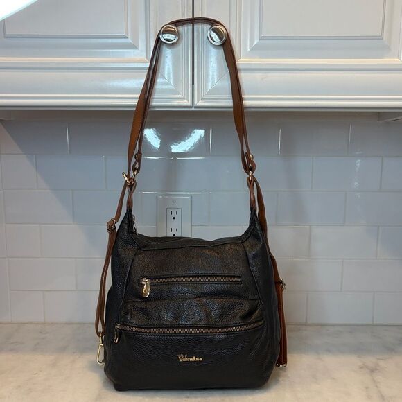 Valentina Bag Purse Handbag Leather Italian Pebbled Convertible Strap Shoulder - Picture 1 of 16